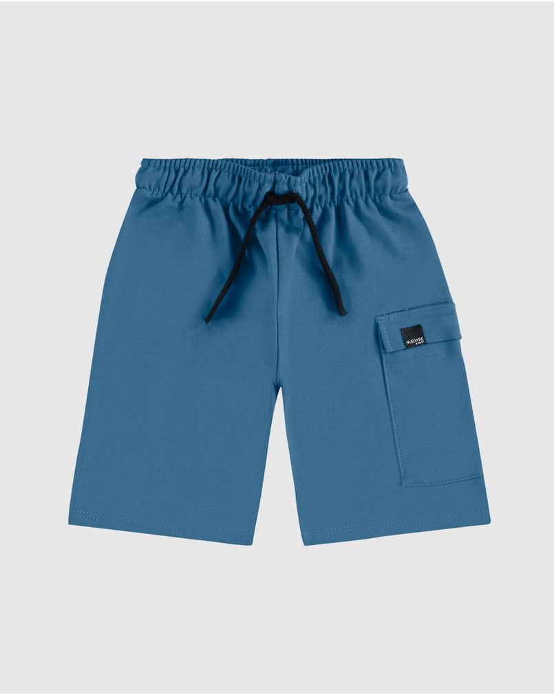 Bermuda Infantil Menino Bolso Lateral Lapela Em Moletinho Malwee