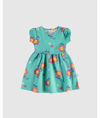 Vestido Infantil Estampa Florzinha Em Malha Texturizada Malwee Kids