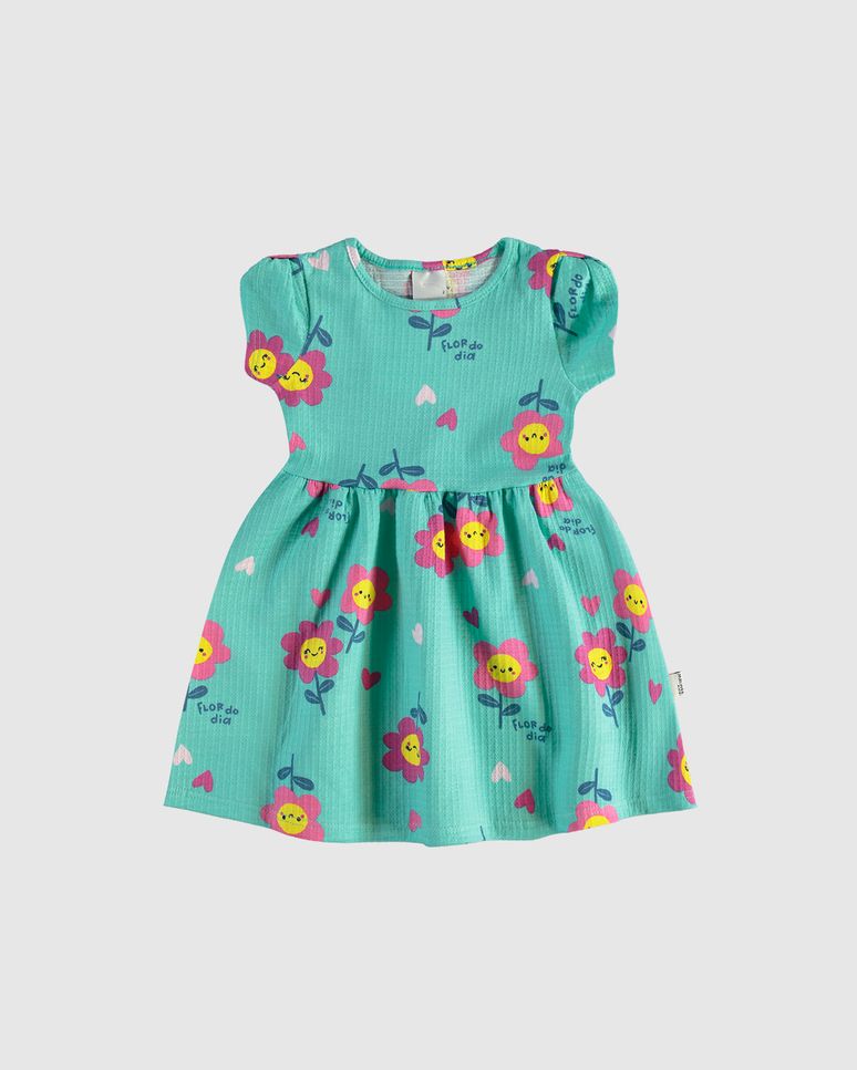 Vestido Infantil Estampa Florzinha Em Malha Texturizada Malwee Kids