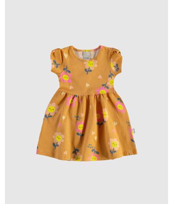 Vestido Infantil Estampa Florzinha Em Malha Texturizada Malwee Kids