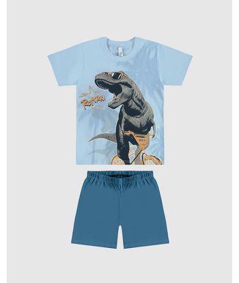 Pijama Infantil Menino Estampa Dinossauro Em Algodão Malwee Kids