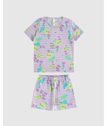 Pijama Infantil Menina Estampado Brilha No Escuro Em Algodão Malwee Kids