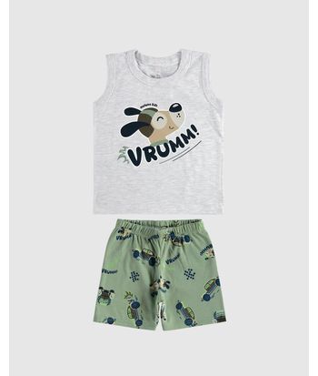 Pijama Curto Infantil Menino Vrumm! Em Algodão Malwee Kids