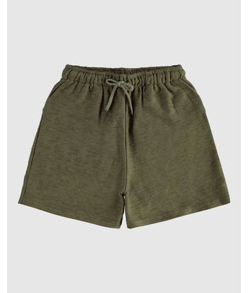 Shorts Menina Amplo Cadarço Frontal Em Malha Texturizada Malwee Kids