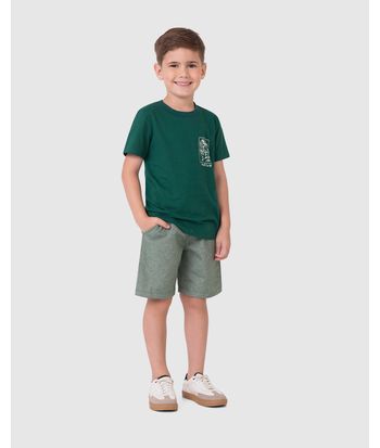 Conjunto Infantil Menino Camiseta Estampa Native Frente E Costas Malwee Kids