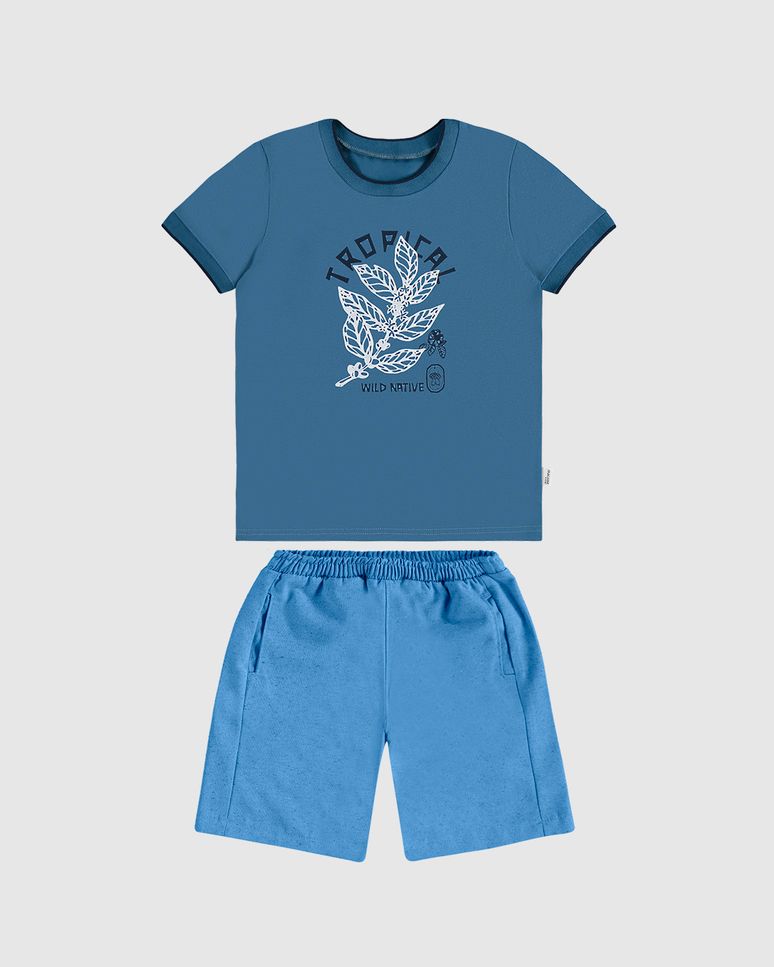 Conjunto Infantil Menino Camiseta Tropical Wild Native E Bermuda Malwee Kids