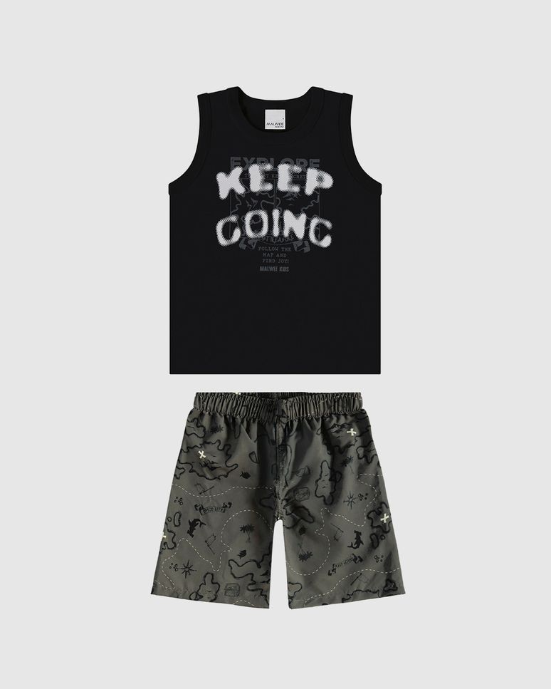 Conjunto Infantil Menino Regata Keep Going Em Algodão Malwee Kids