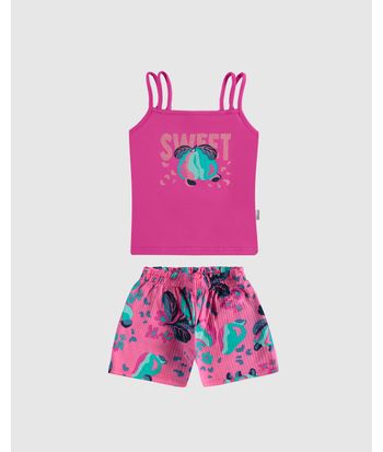 Conjunto Infantil Menina Regata Alça Dupla Estampa Sweet Algodão Malwee Kids