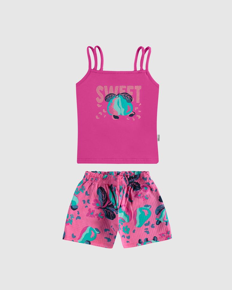Conjunto Infantil Menina Regata Alça Dupla Estampa Sweet Algodão Malwee Kids