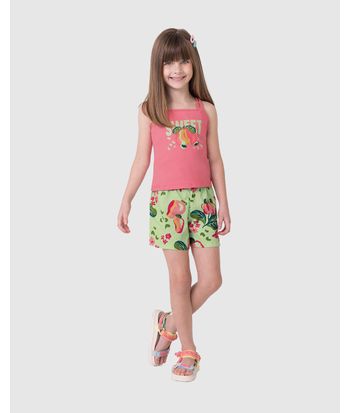 Conjunto Infantil Menina Regata Alça Dupla Estampa Sweet Algodão Malwee Kids