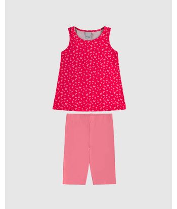 Conjunto Infantil Menina Regata Estampada E Bermuda Ciclista Malwee Kids