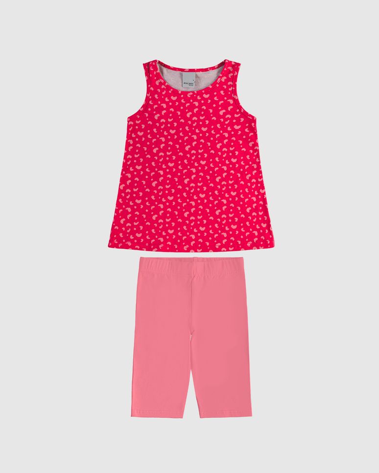 Conjunto Infantil Menina Regata Estampada E Bermuda Ciclista Malwee Kids