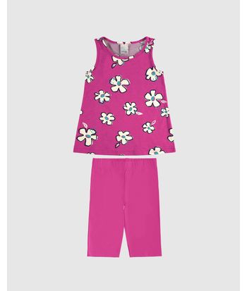 Conjunto Infantil Menina Regata Estampada E Bermuda Ciclista Malwee Kids