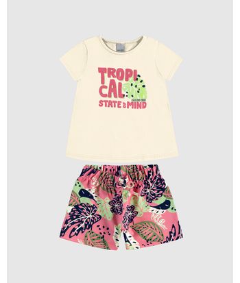 Conjunto Curto Infantil Menina Tropical State Of Mind Em Algodão Malwee Kids
