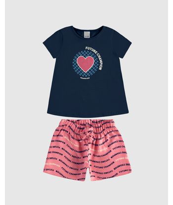 Conjunto Curto Infantil Menina Future Champion Em Algodão Malwee Kids