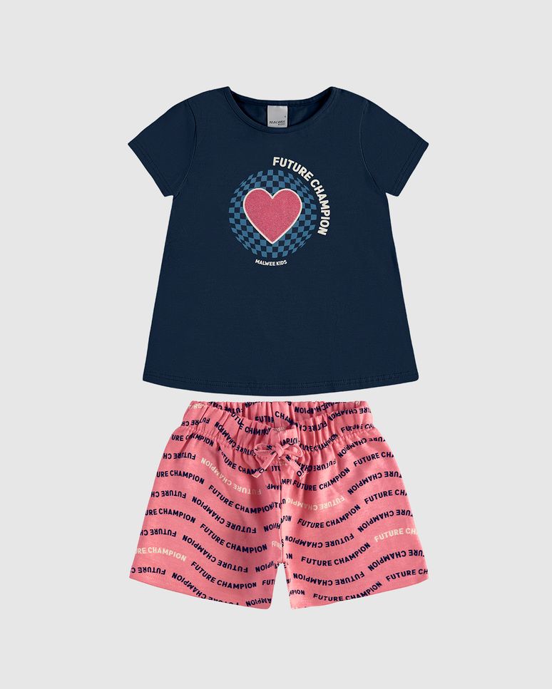 Conjunto Curto Infantil Menina Future Champion Em Algodão Malwee Kids