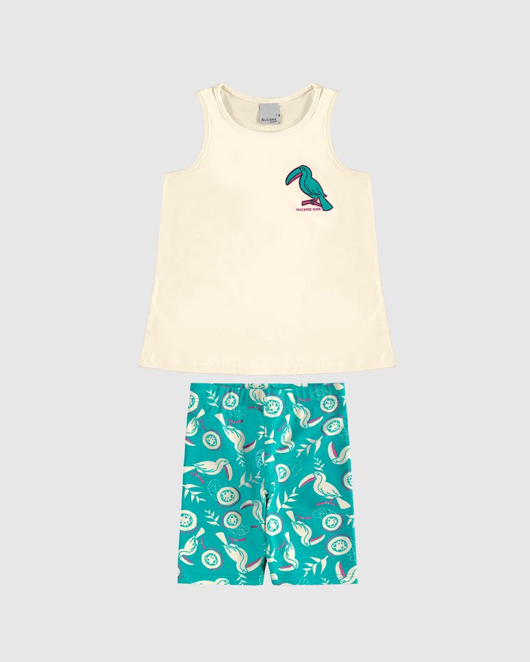 Conjunto Infantil Menina Regata E Bermuda Ciclista Estampada Malwee Kids