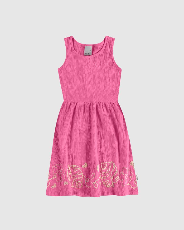 Vestido Infantil Barra Estampa Puff Em Malha Texturizada Malwee Kids