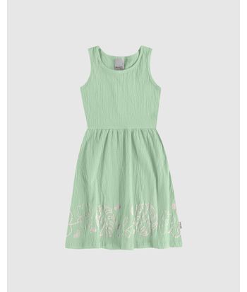 Vestido Infantil Barra Estampa Puff Em Malha Texturizada Malwee Kids