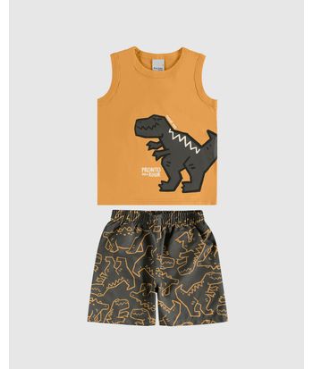 Conjunto Infantil Menino Regata Pronto Para Rugir Em Algodão Malwee Kids
