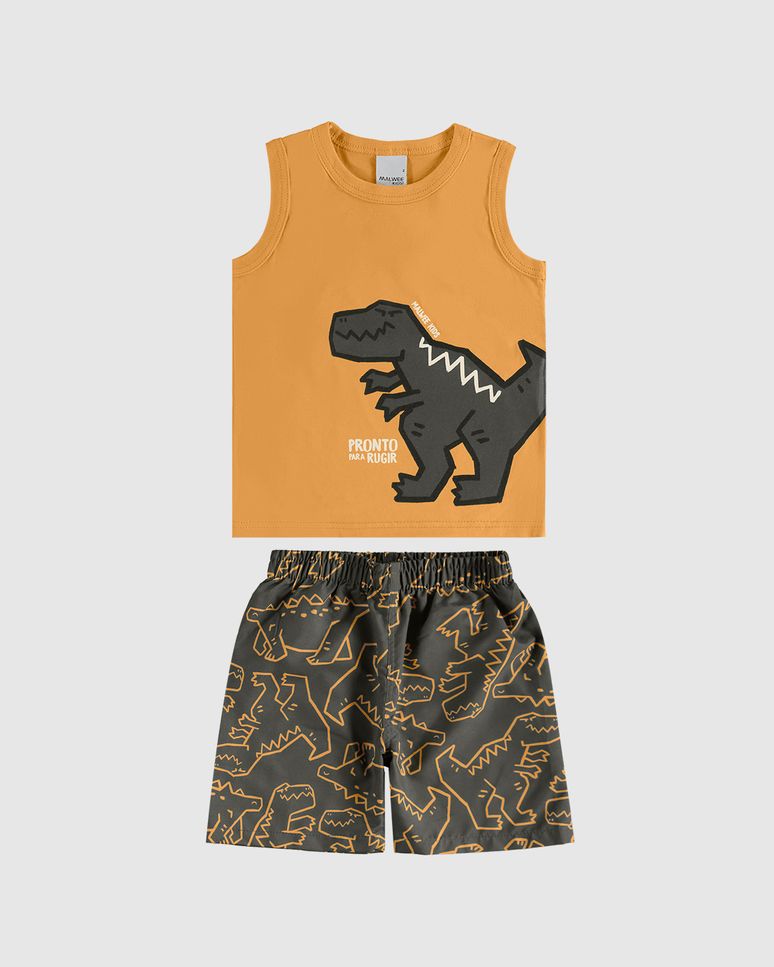 Conjunto Infantil Menino Regata Pronto Para Rugir Em Algodão Malwee Kids