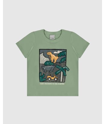 Camiseta Infantil Menino Dinossauros Na Mata Atlântica Em Algodão Malwee Kids
