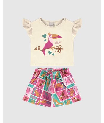 Conjunto Infantil Menina Estilo Que Brilha! + Bordado Em Algodão Malwee Kids