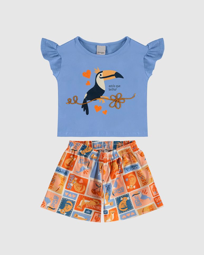 Conjunto Infantil Menina Estilo Que Brilha! + Bordado Em Algodão Malwee Kids