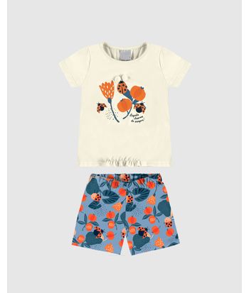 Conjunto Infantil Menina Blusa Estampa Glitter + Pompons Em Algodão Malwee Kids
