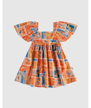Vestido Infantil Rodado Estampa Animais Em Algodão Stretch Malwee Kids