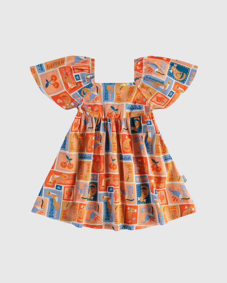 Vestido Infantil Rodado Estampa Animais Em Algodão Stretch Malwee Kids