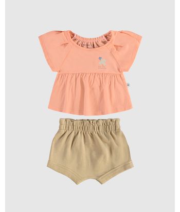 Conjunto Infantil Menina Shorts Clochard Em Malha Texturizada Malwee Kids