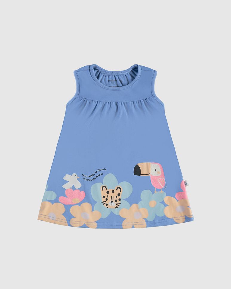 Vestido Infantil Meus Amigos da Floresta Em Algodão Malwee Kids