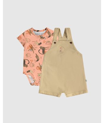 Conjunto Infantil Menino Body Estampa Animais + Macaquinho Malwee Kids