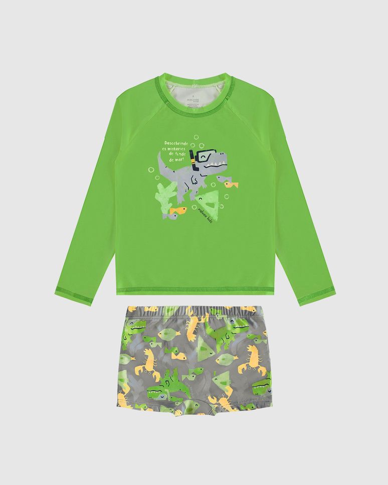 Conjunto Infantil Menino Mistérios Do Fundo Do Mar Em Malha UV50+ Malwee Kids