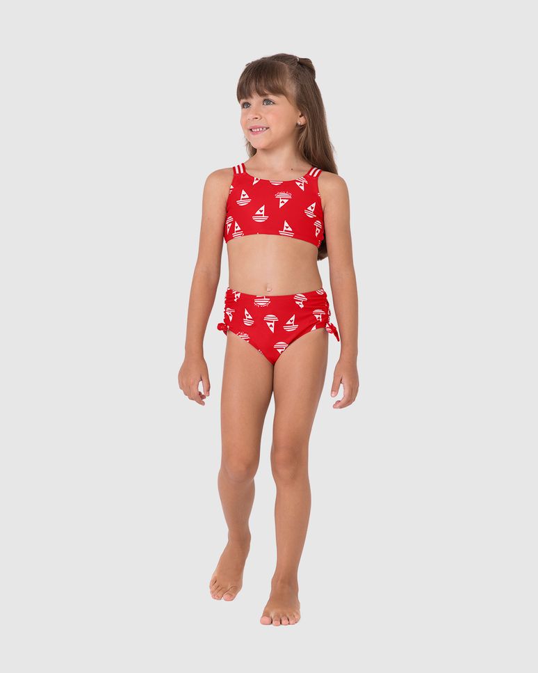 Biquíni Infantil Menina Cropped Estampa Barcos Em Malha UV50+ Malwee Kids