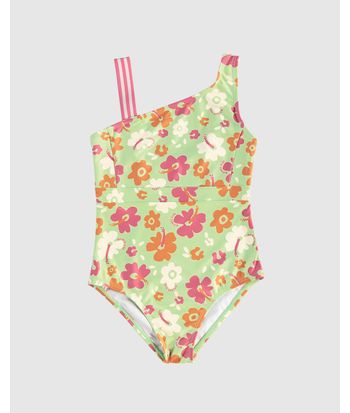 Maiô Infantil Menina Estampa Floral Em Malha UV50+ Malwee Kids