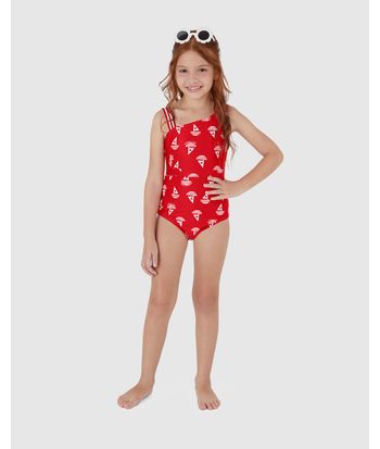 Maiô Infantil Menina Estampa Barcos Em Malha UV50+ Malwee Kids