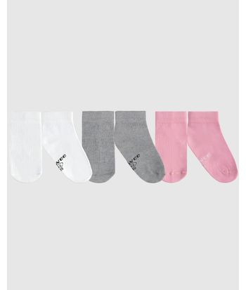 Kit 3 Meias Infantis Unissex Invisível Em Malha Algodão Malwee Kids