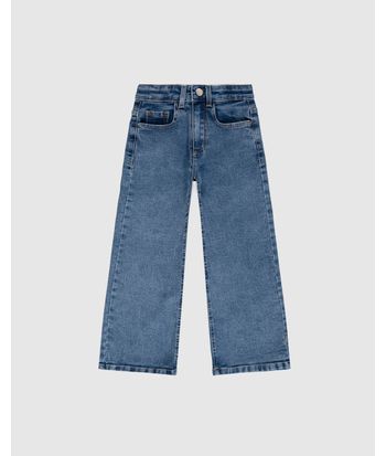 Calça Infantil Menina Wide Leg Bolso Funcional Em Jeans Moletom Malwee Kids