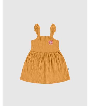 Vestido Infantil Pequena Flor Alça Babado Em Malha Texturizada Malwee Kids