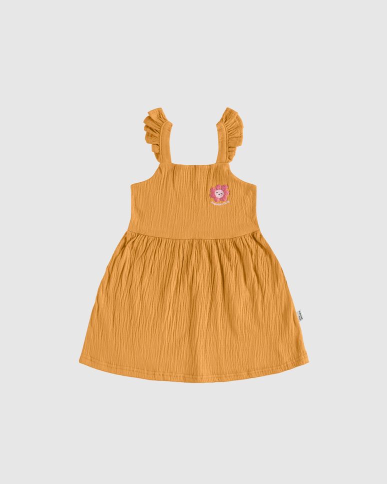 Vestido Infantil Pequena Flor Alça Babado Em Malha Texturizada Malwee Kids