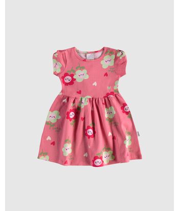 Vestido Infantil Estampa Florzinha Em Malha Texturizada Malwee Kids