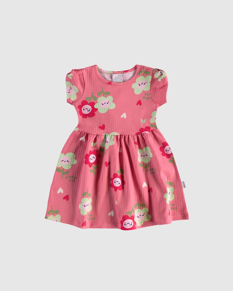 Vestido Infantil Estampa Florzinha Em Malha Texturizada Malwee Kids