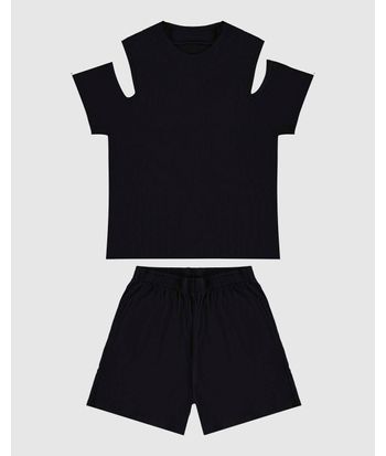 Conjunto Menina Blusa Abertura Ombro Em Malha Viscose Canelada Malwee Kids