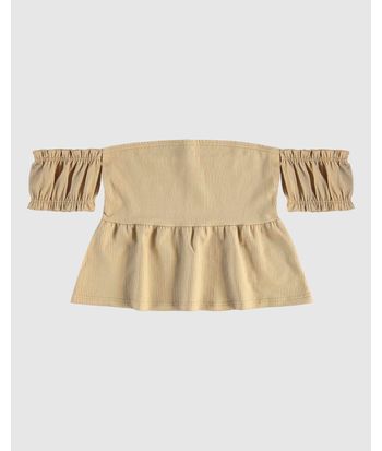 Blusa Menina Ciganinha Em Malha Canelada Listrada Malwee Kids