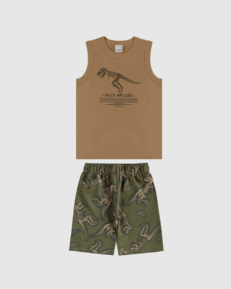Conjunto Infantil Menino Bermuda Estampada Em Moletinho Malwee Kids