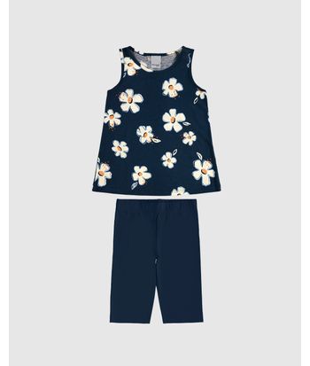 Conjunto Infantil Menina Regata Estampada E Bermuda Ciclista Malwee Kids