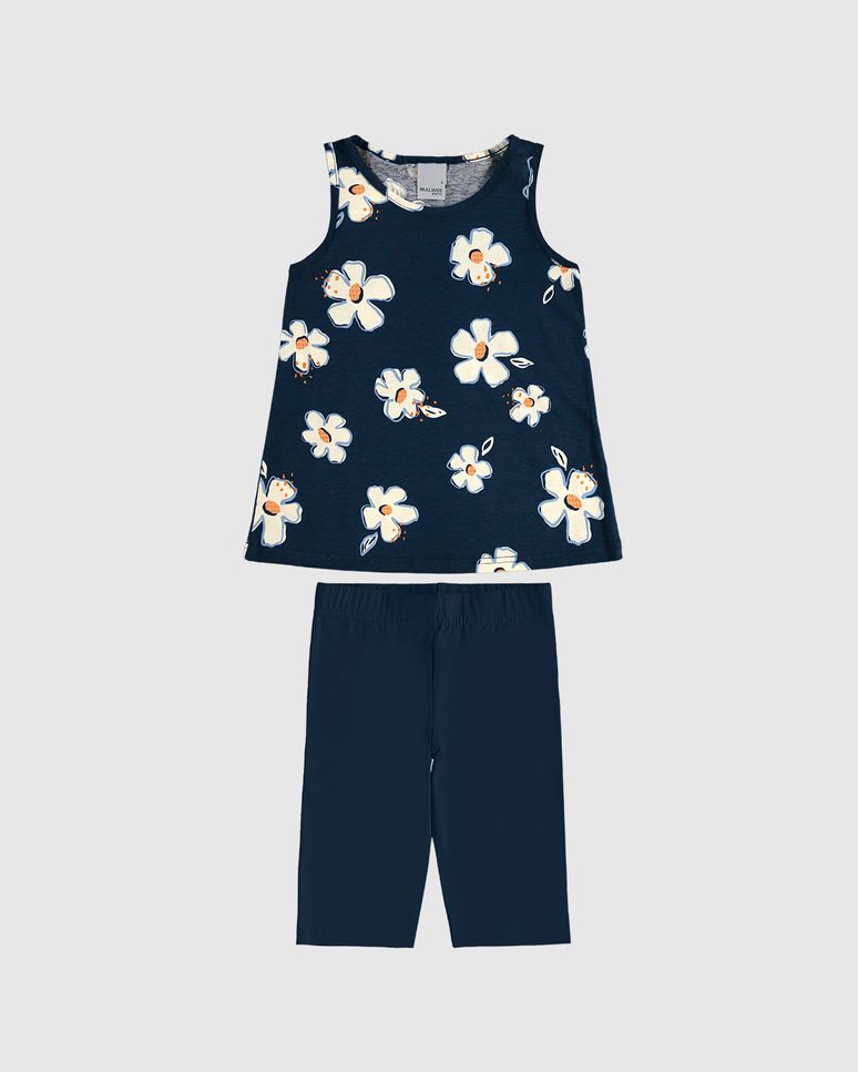 Conjunto Infantil Menina Regata Estampada E Bermuda Ciclista Malwee Kids