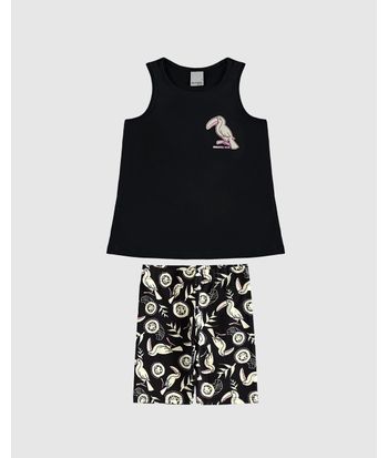 Conjunto Infantil Menina Regata E Bermuda Ciclista Estampada Malwee Kids